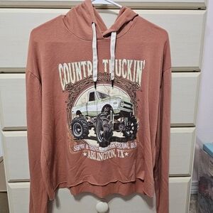 Rust Graphic Hoodie with Truck Design